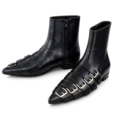 Paris Meeting Pointed Toe Buckle Boots