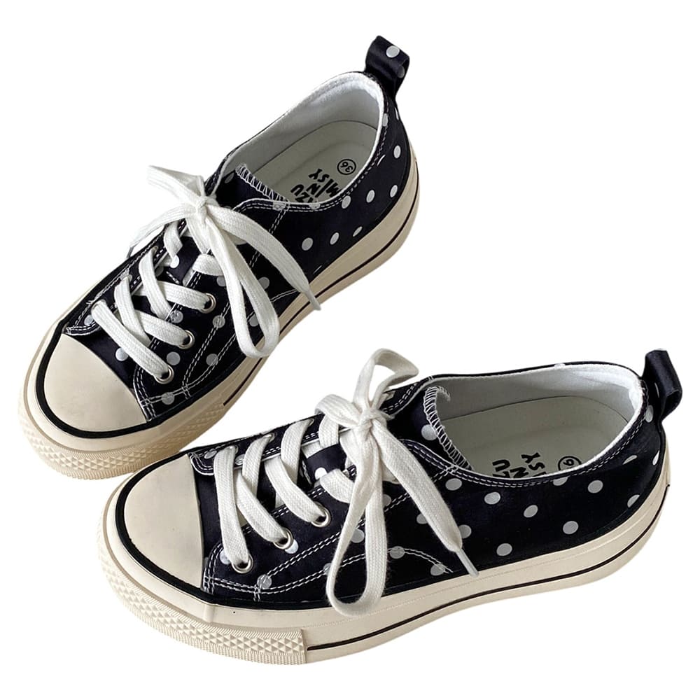 French Girl Polka Dot Canvas Shoes