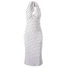 French Summer Polka Dot Halter Dress