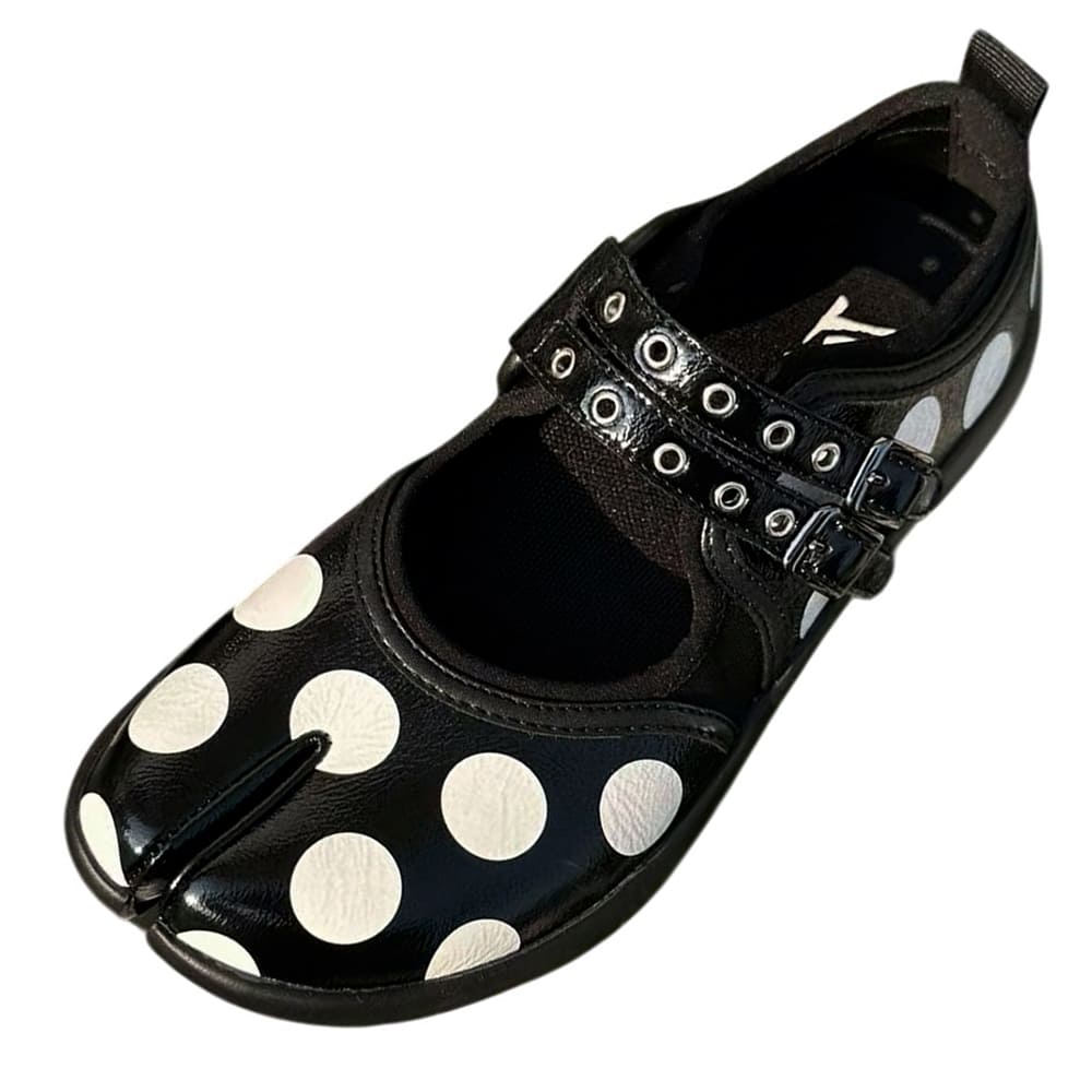 Polka Dot Buckle Strap Tabi Shoes