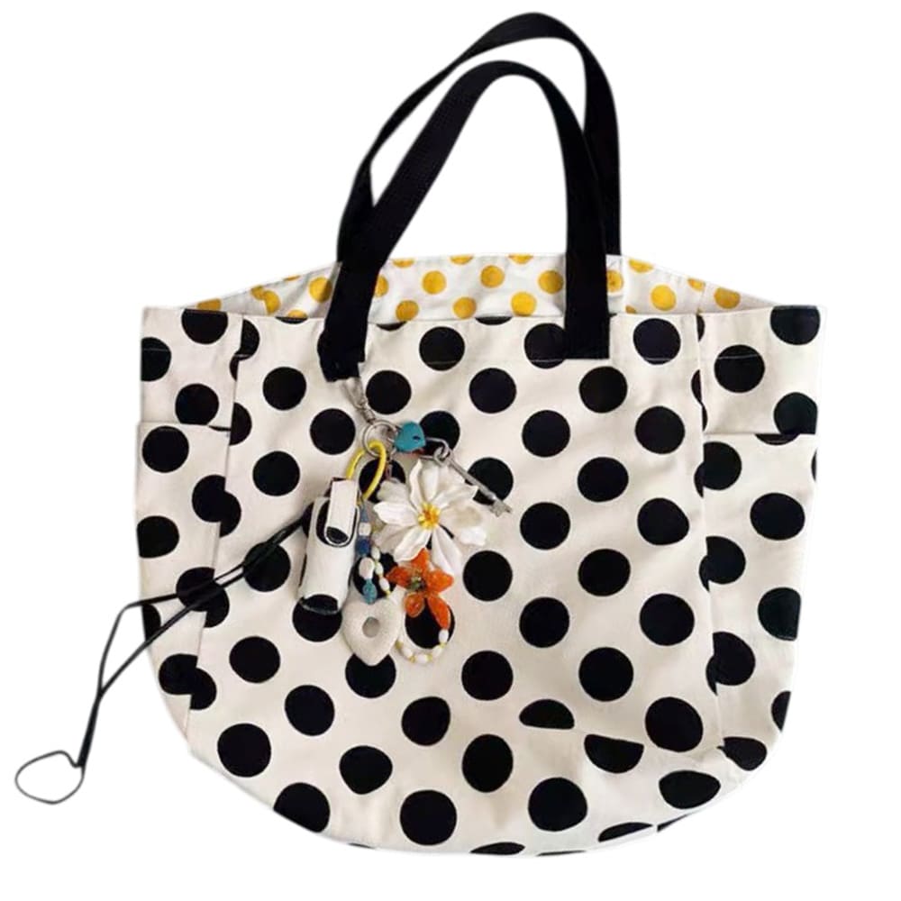Polka Dot Canvas Shopper Bag