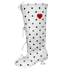 Polka Dot Heart Kitten Heel Boots