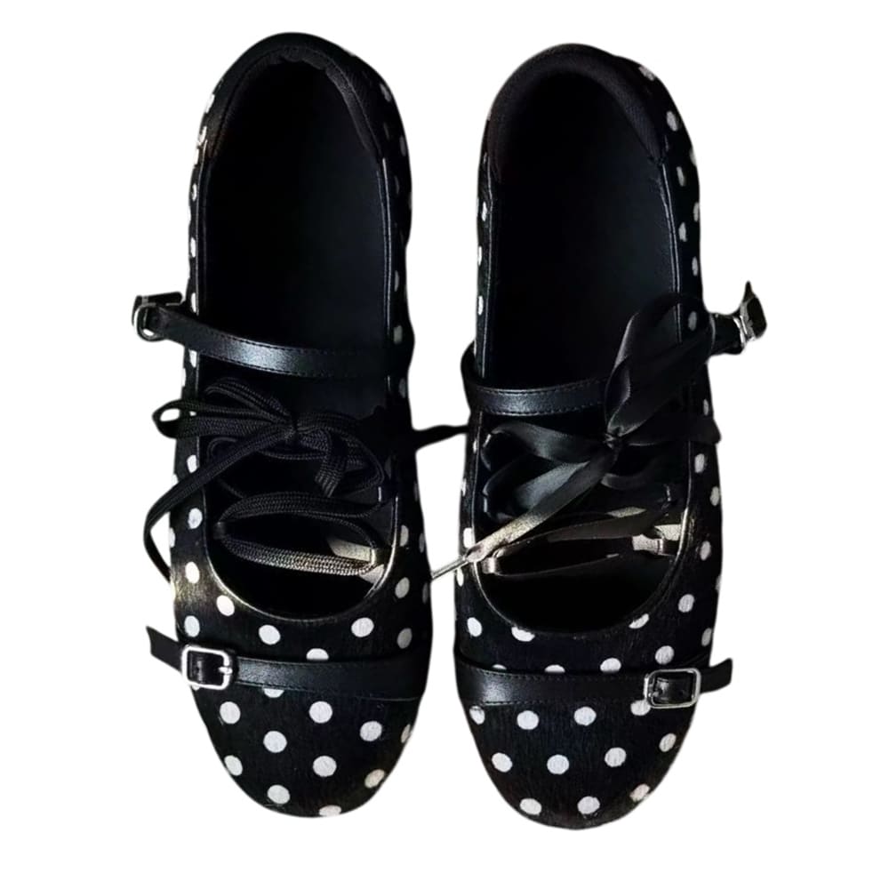 Paris Stories Polka Dot Lace Ballet Flats