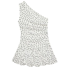 Polka Dot One Shoulder Ruffle Top