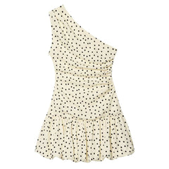 Polka Dot One Shoulder Ruffle Top