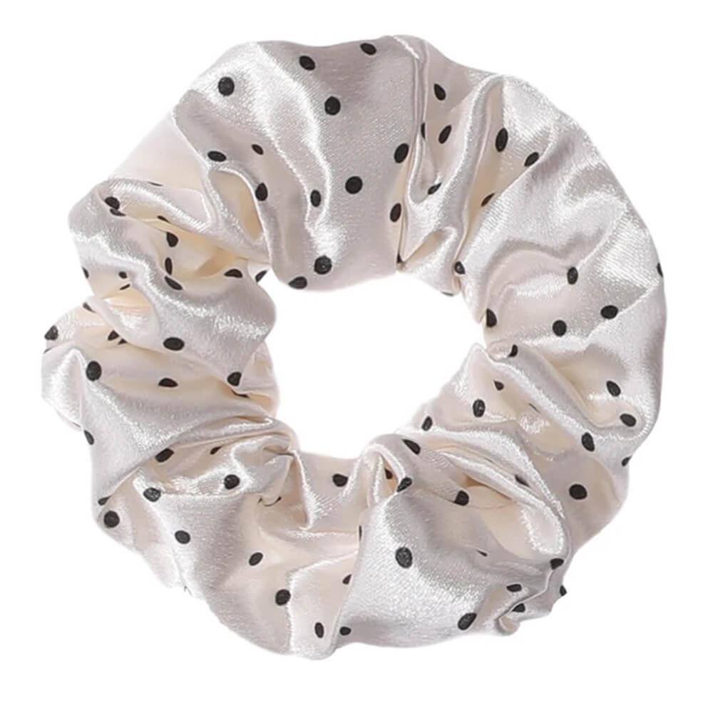 Polka Dot Satin Scrunchie