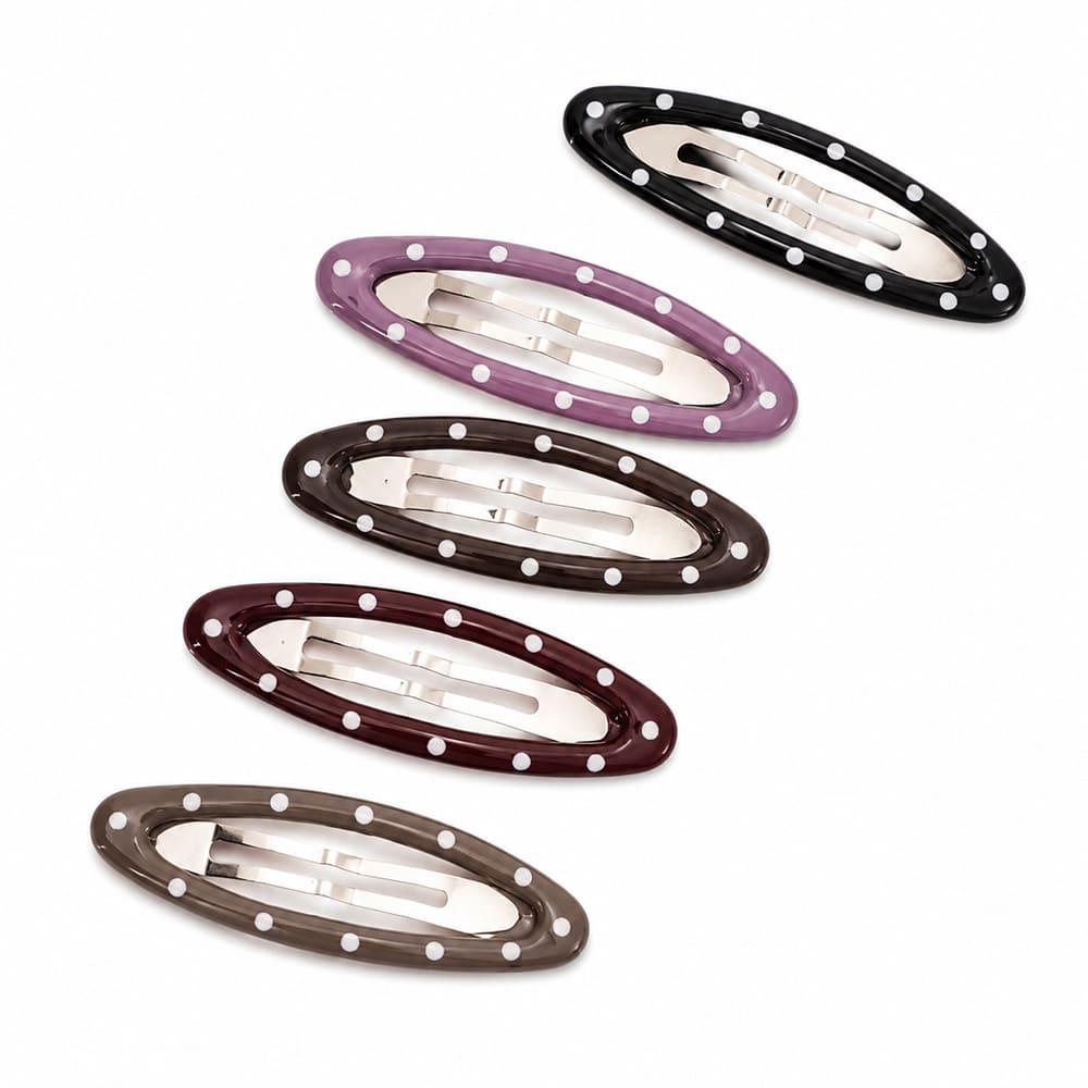 Polka Dot Snap Hair Clip 5 pcs Set
