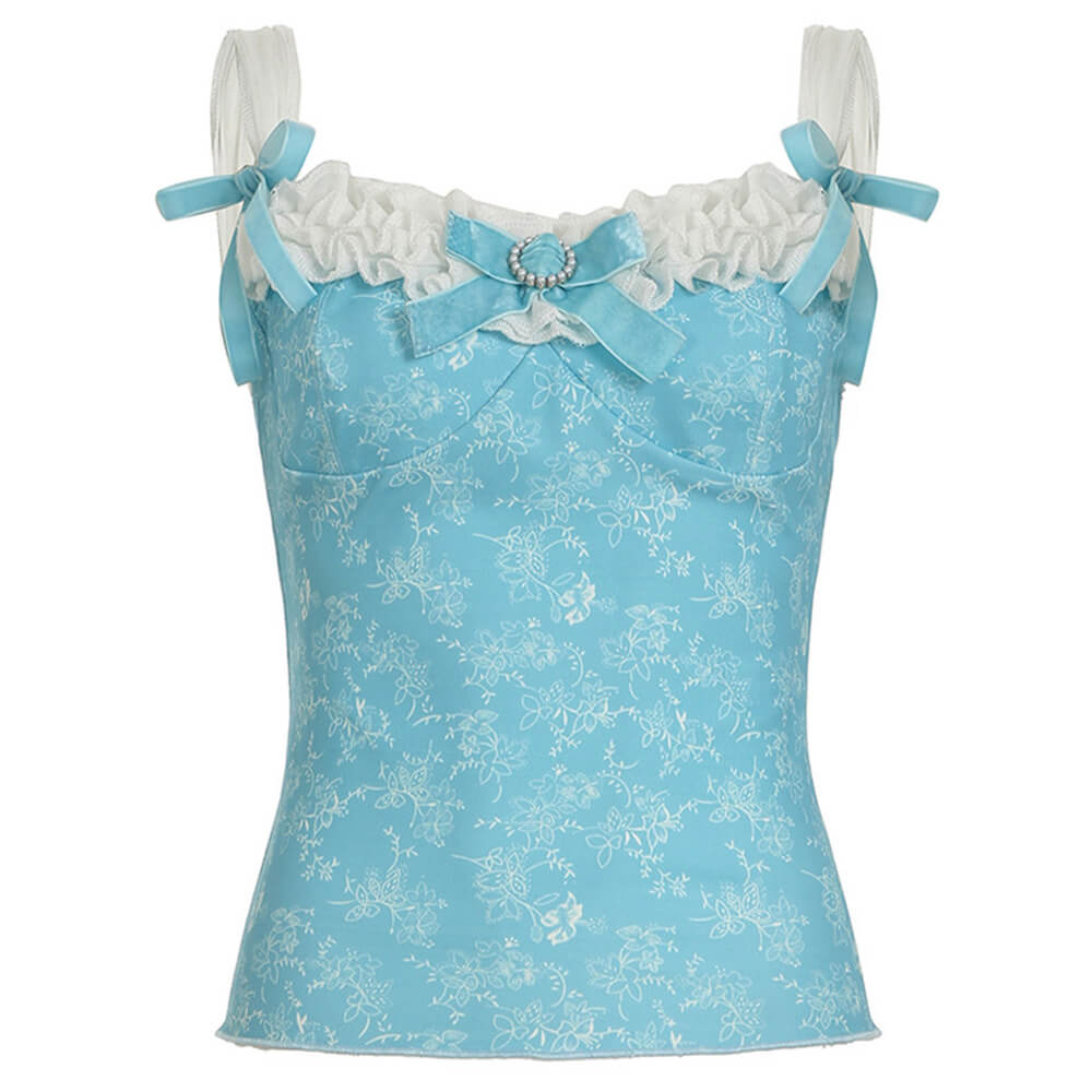 Princess Lace Cami Top in Blue