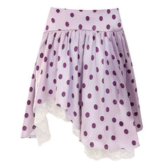 Purple Polka Dot Layered Ruffle Skirt