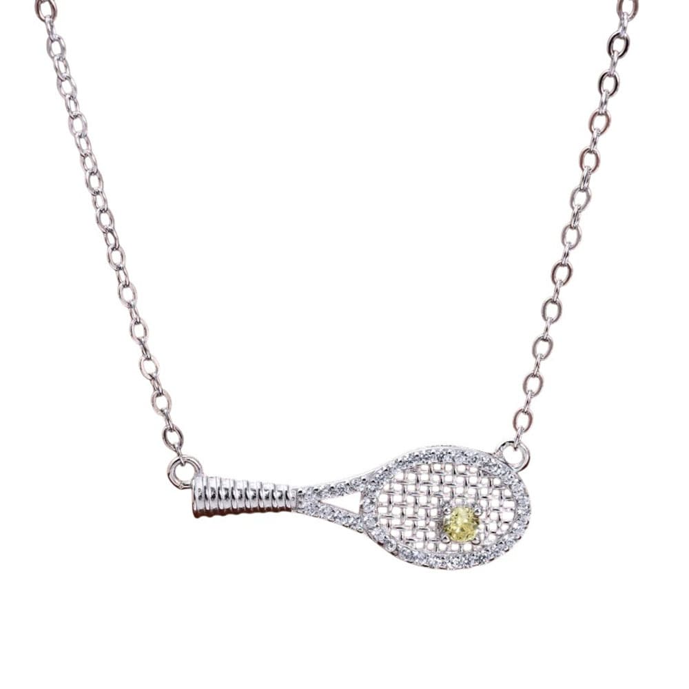 Rhinestone Tennis Racket Necklace