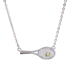 Rhinestone Tennis Racket Necklace