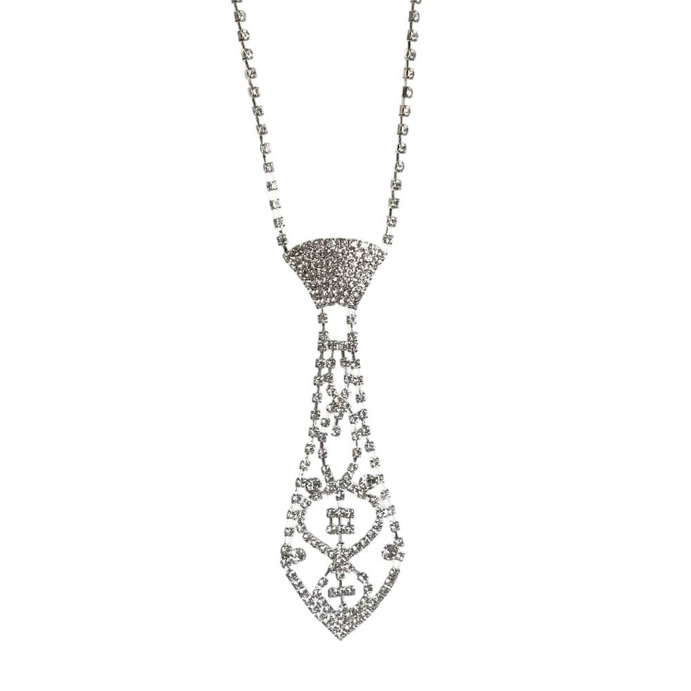 Rhinestone Tie Shaped Necklace