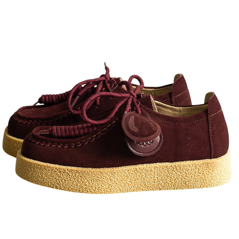 Round Toe Suede Platform Lace Up Shoes