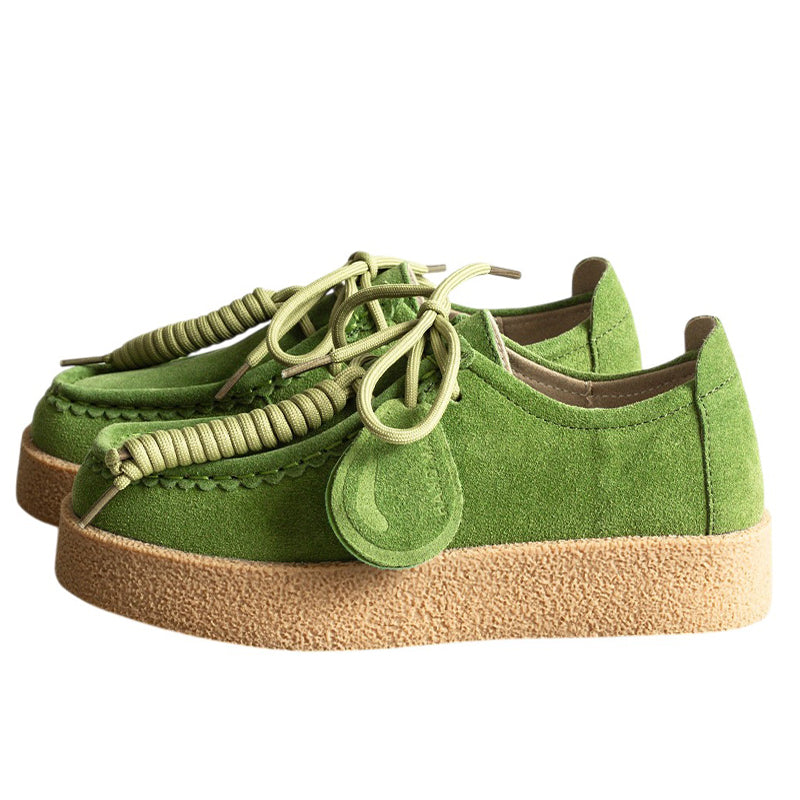 Round Toe Suede Platform Lace Up Shoes