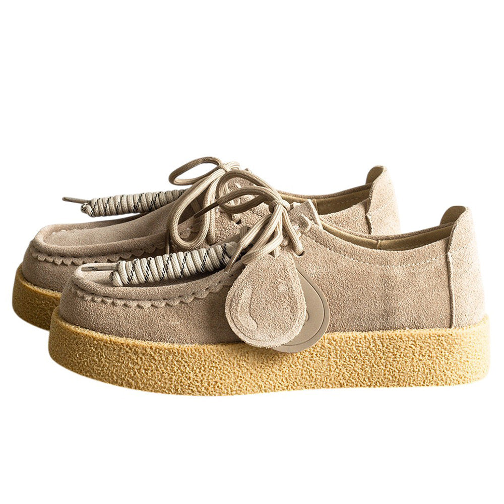 Round Toe Suede Platform Lace Up Shoes