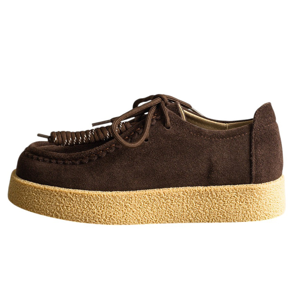Round Toe Suede Platform Lace Up Shoes