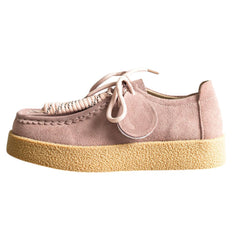 Round Toe Suede Platform Lace Up Shoes