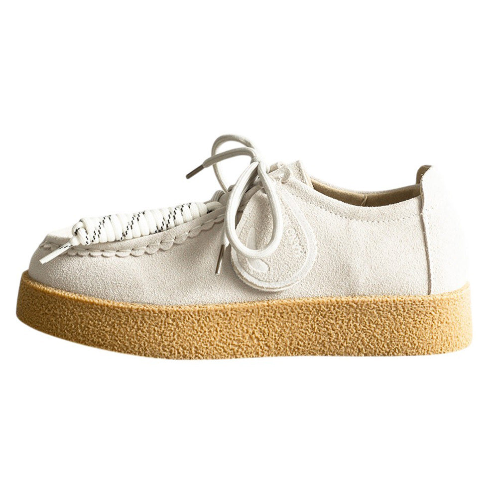 Round Toe Suede Platform Lace Up Shoes