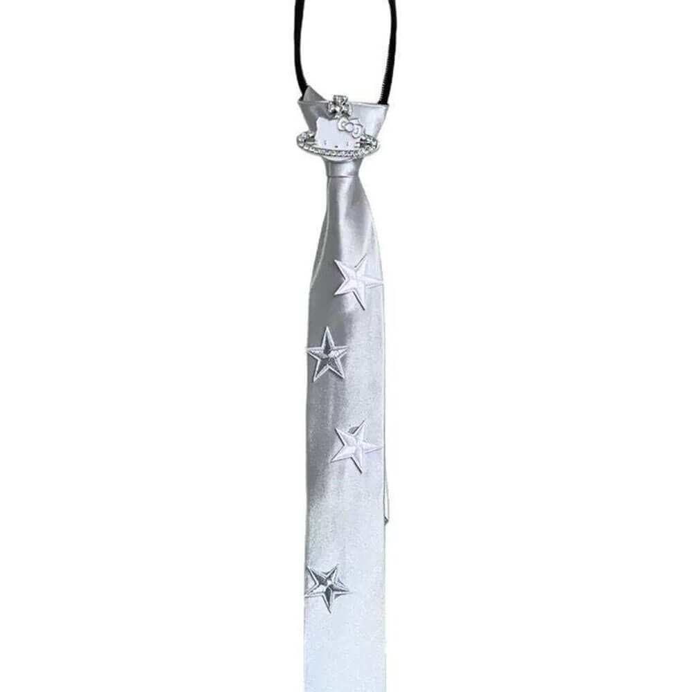 Silver Star Satin Tie