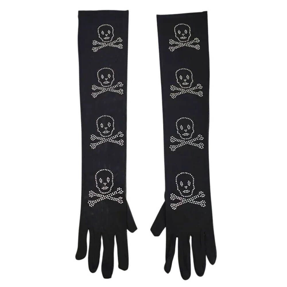 Skull Rhinestone Gloves