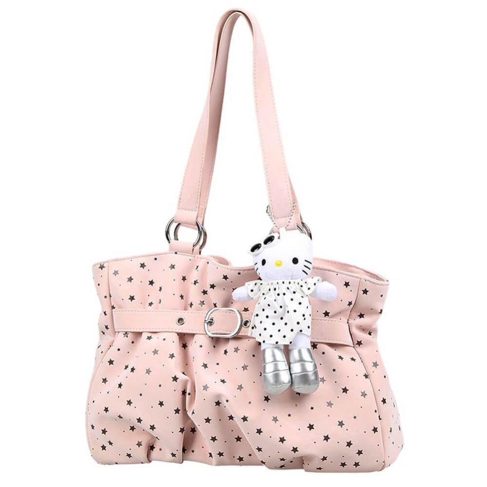 Star Print Belt Tote Bag