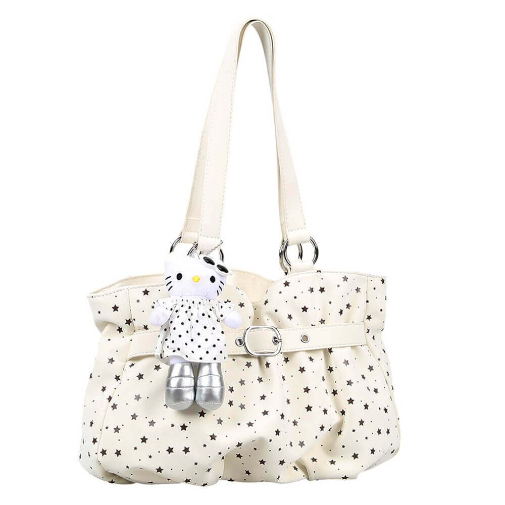 Star Print Belt Tote Bag