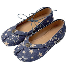 Star Print Denim Tabi Ballet Flats