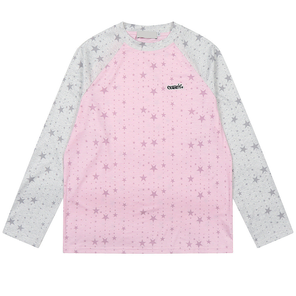 Star Print Raglan Long Sleeve Top