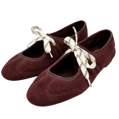 Suede Lace Up Mary Jane Flats