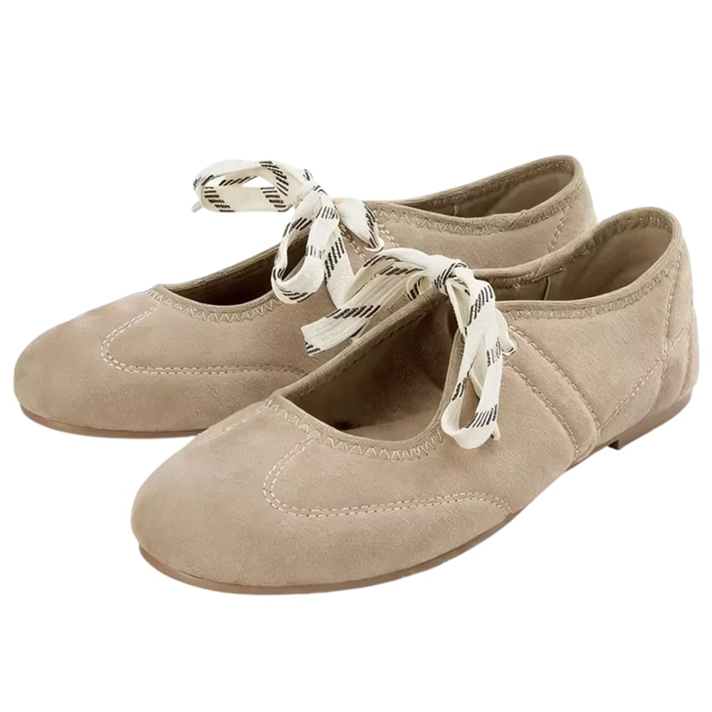 Suede Lace Up Mary Jane Flats