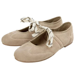 Suede Lace Up Mary Jane Flats
