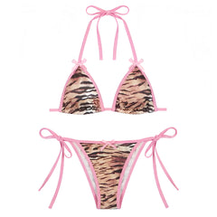Tiger Print Pink Y2K Bikini Set