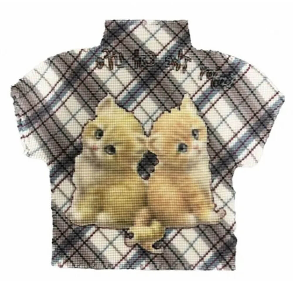Twin Kitten Mesh Baby Tee