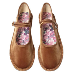 Velvet Mary Jane Flats