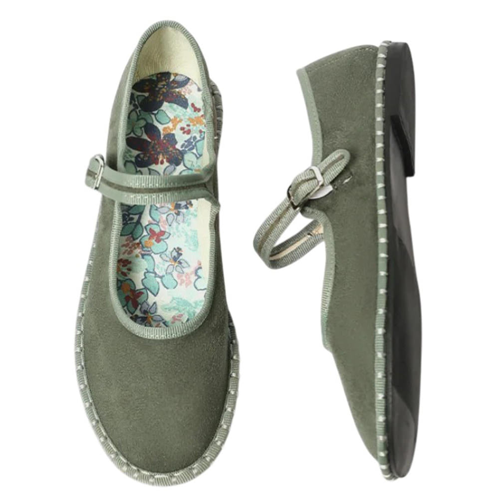 Velvet Mary Jane Flats
