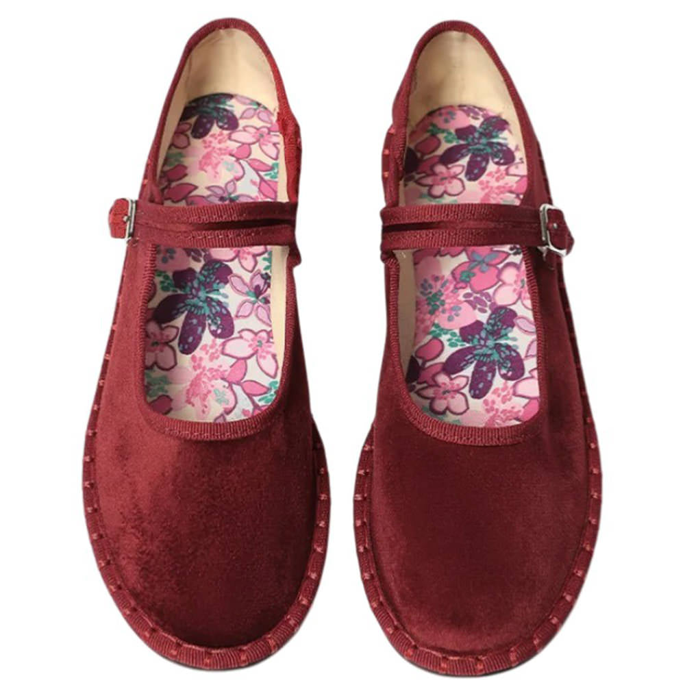 Velvet Mary Jane Flats