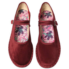 Velvet Mary Jane Flats
