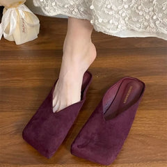 Velvet Slip On Mule Shoes