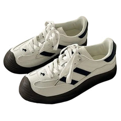 Teen Craft White & Black Stripe Sneakers