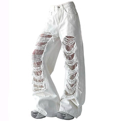 Ripped Lace Baggy Jeans