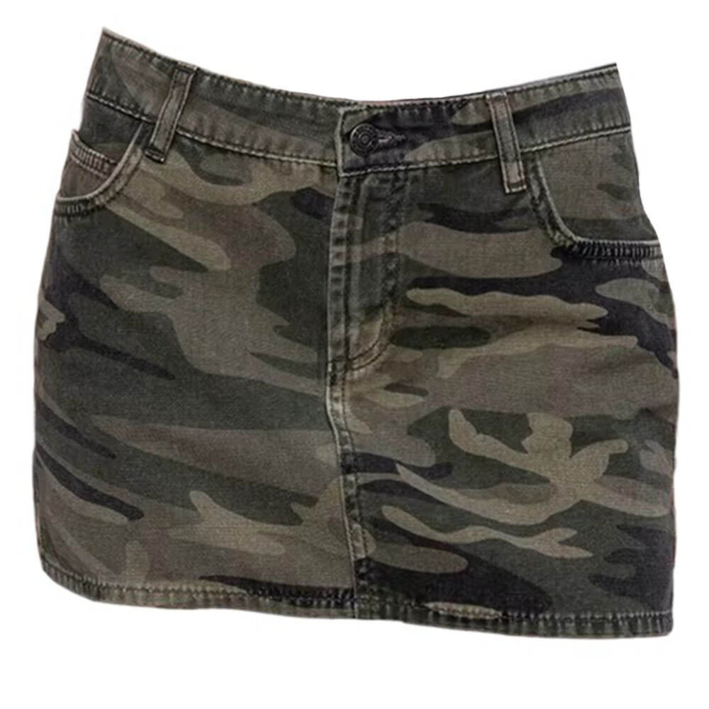 Y2K Camo Denim Mini Skirt