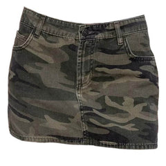 Y2K Camo Denim Mini Skirt