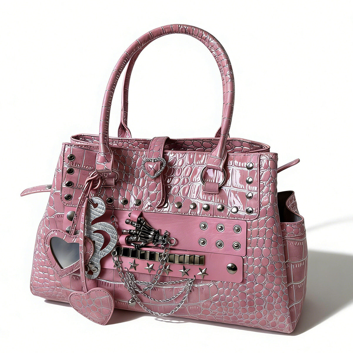 Heartbreaker Pink Croc Shoulder Bag