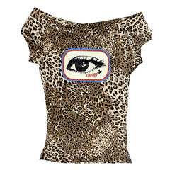 Y2K Leopard Eye Print Bandeau Top