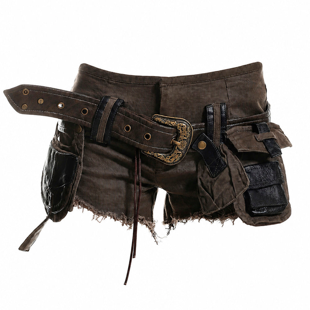 Y2K Low Rise Belted Mini Shorts