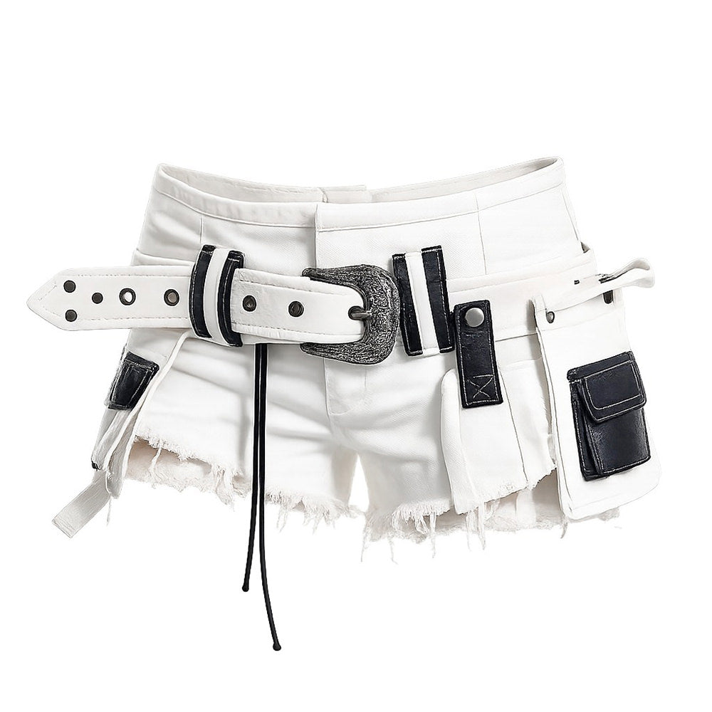 Y2K Low Rise Belted Mini Shorts