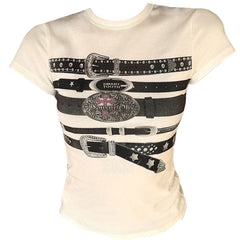 Y2K Western Belt Print Tee
