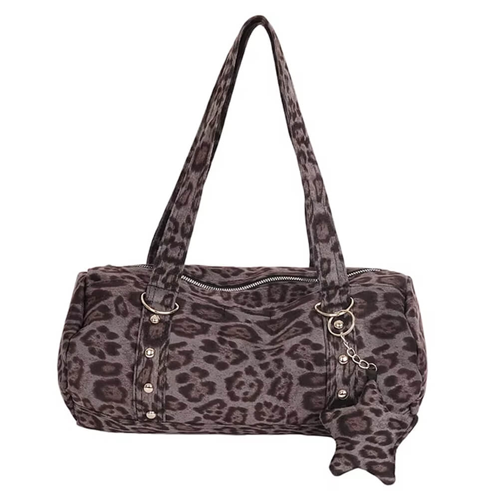 Y2K Leopard Print Bag with Star Charm