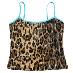 Y2K Leopard Print Sequin Tank Top