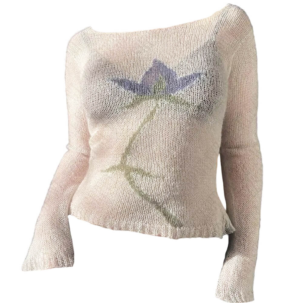 Y2K Lily Crochet Long Sleeve Top